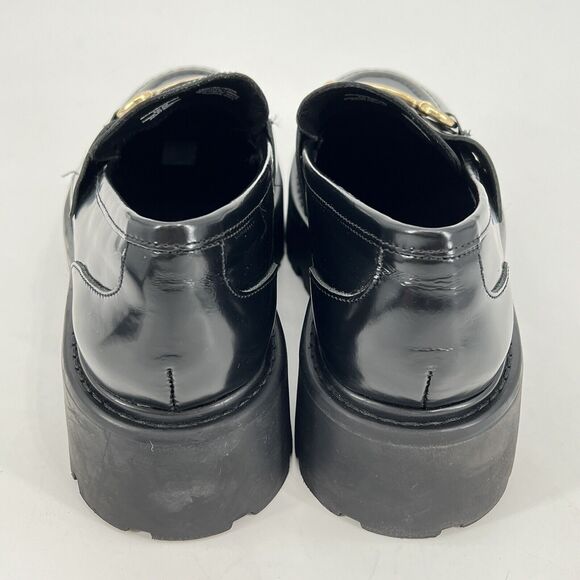 Steve Madden Lando 10 Black Patent Leather Chunky Lug Horsebit Loafers - Picture 4 of 10
